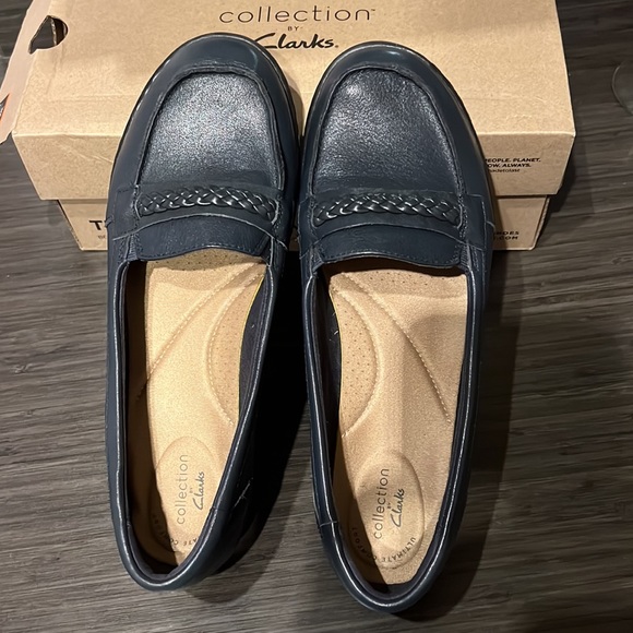 Clarks Shoes Clarks Womens Cora Viola Loafer Navy Leather Poshmark